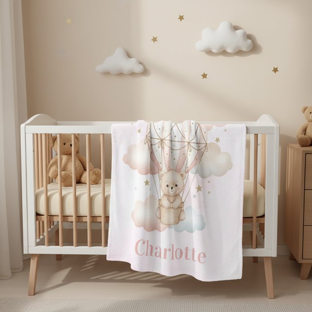 Beary Sweet Hot Air Balloon Baby Nursery Fleecefilt (Skapare uppladdad)
