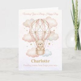 Beary Sweet Hot Air Balloon Birthday Greeting Card Inbjudan