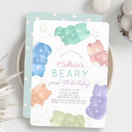 Beary Sweet Pastel Gummy Bear Girl Birthday Inbjudningar