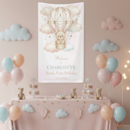 Beary Varm Luftballong 1-års välkomstskylt Poster
