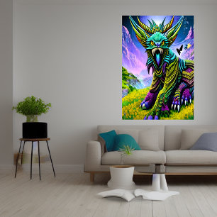Beast av färgad fantasi AI Art Poster