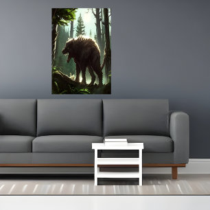 Beast av skal varg i skogen AI Art Poster