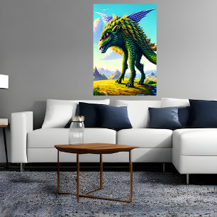 Beast av skam grönt i berget AI Art Poster