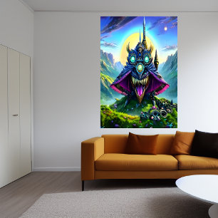 Beast av storslagna steampunk i skogen AI Art Poster