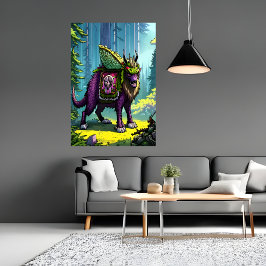 Beast för lila i skogen | AI Art Poster