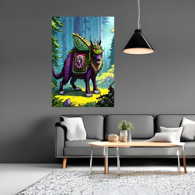 Beast för lila i skogen | AI Art Poster (Skapare uppladdad)
