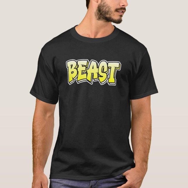Beast Graffiti Stil som säger Beast T Shirt (Framsida)
