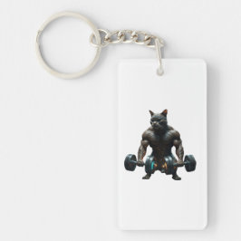 Beast Mode Gym Katt Nyckelring – Muskulös Fitness 