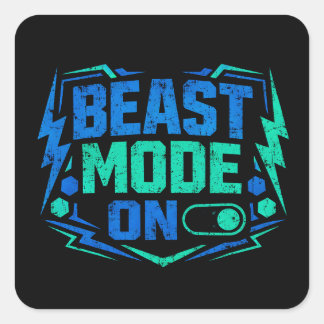 Beast Mode PÅ – Gymaktiveringseffekt Fyrkantigt Klistermärke