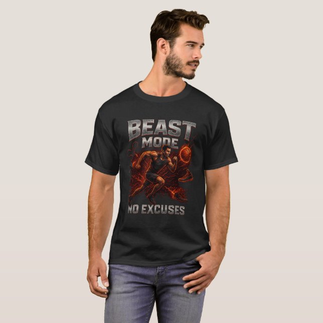 Beast Mode T-Shirt - No Excuses Gym & Sports (Hel framsida)