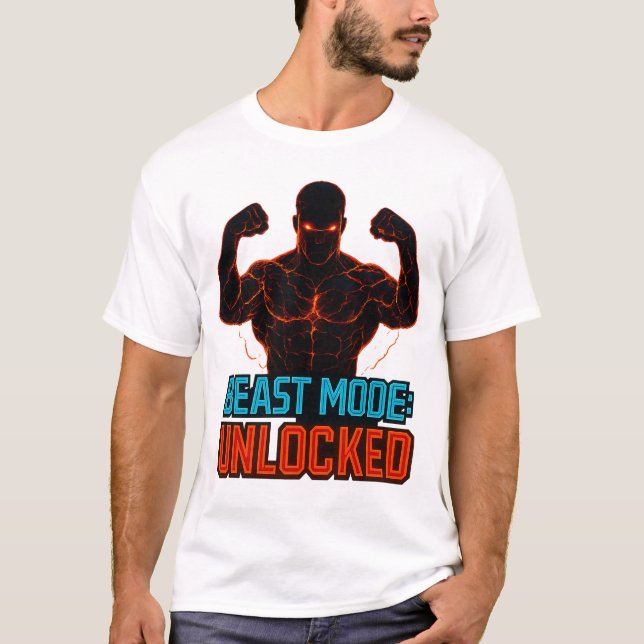 Beast Mode Unlock Power Gym Motivational Tshirt T Shirt (Framsida)