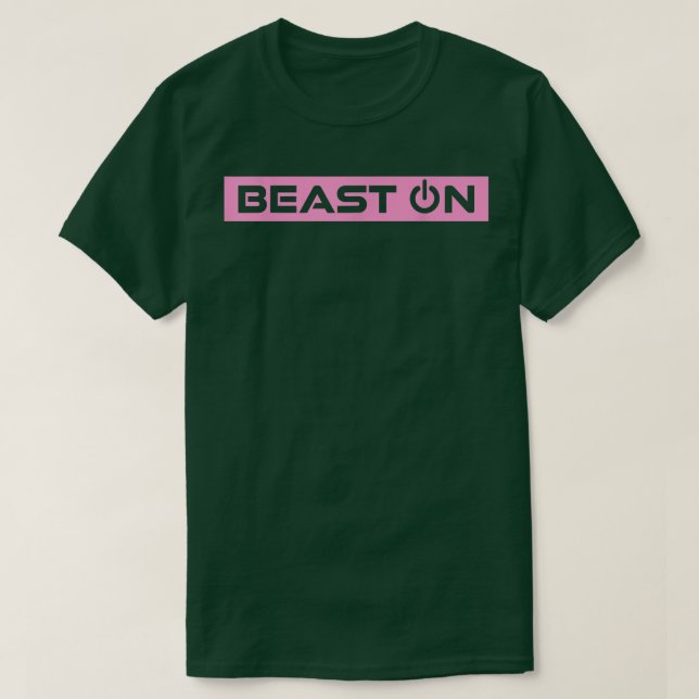 Beast ON Rosa Gym Fitness Workout Gym Slogan Rosa T Shirt (Design framsida)