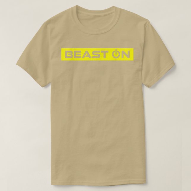 Beast On Yellow Gym Fitness Workout Gym Saying Mot T Shirt (Design framsida)