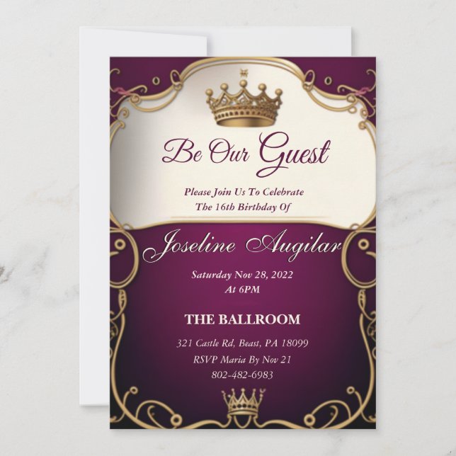 Beast Royalty Sweet 16-inbjudan Inbjudningar (Framsida)