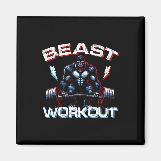 Beast Silverback Deadlift Gym Jokes Gorilla Workou Magnet (Framsidan)