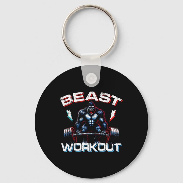 Beast Silverback Deadlift Gym Jokes Gorilla Workou Nyckelring (Framsida)
