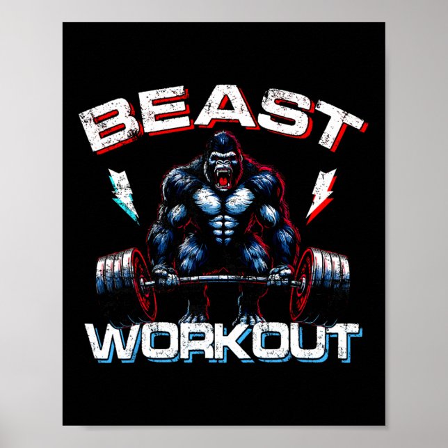 Beast Silverback Deadlift Gym Jokes Gorilla Workou Poster (Framsidan)