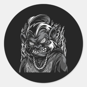 beast, svartvit illustration runt klistermärke