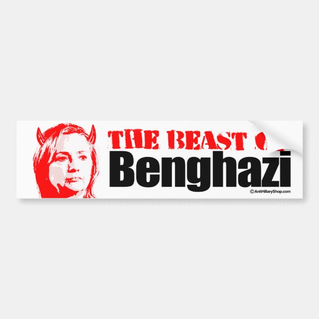 Beasten av Benghazi - Anti-Hillary - Conservativ Bildekal (Framsidan)