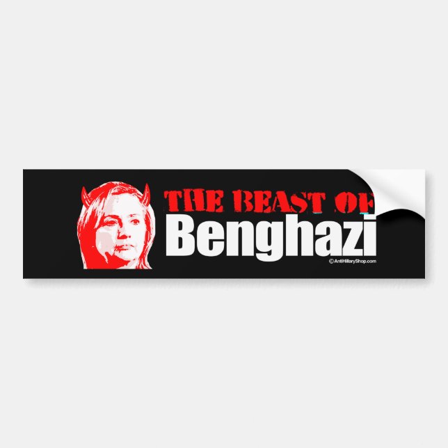 Beasten av Benghazi - Anti-Hillary - vit - .pn Bildekal (Framsidan)
