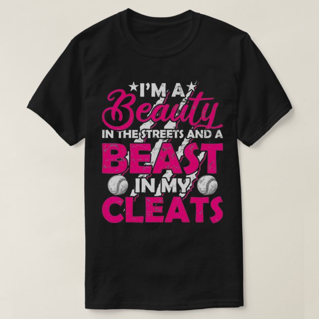Beasten Beauty i My Cleats Softball Player T Shirt (Design framsida)