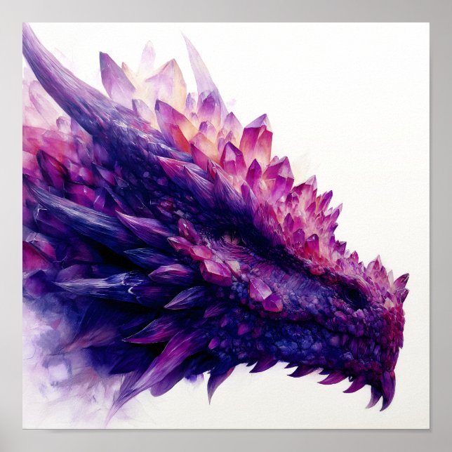 Beasten Fantasy Mystical Amethyst Crystal Dragon Poster (Framsidan)