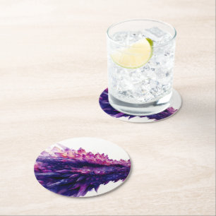 Beasten Fantasy Mystical Amethyst Crystal Dragon Underlägg Papper Rund