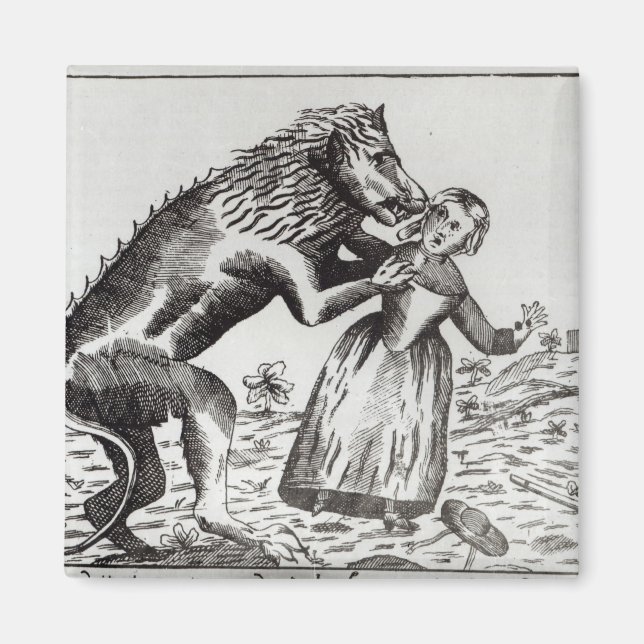 Beasten Gevaudan attackerar en ung flicka Magnet (Framsidan)