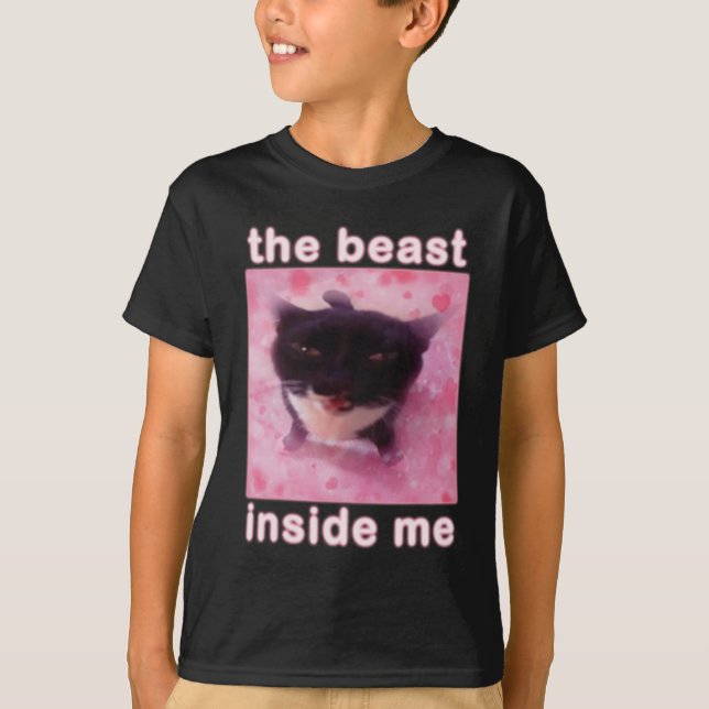 Beasten innanför mig Cat Funny T Shirt (Framsida)