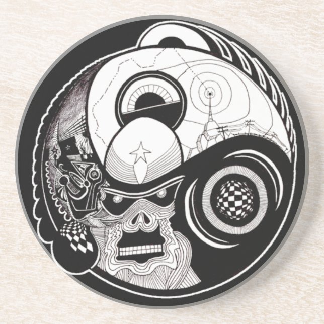 "Beasten inom" Mandaladrinkkustfartyg Underlägg Sandsten (Framsidan)