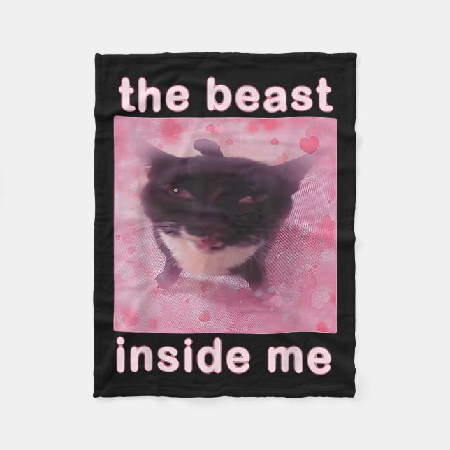 Beasten Inside Me Lynny Cat Meme Sarcastic Inapp Fleecefilt (Framsidan)
