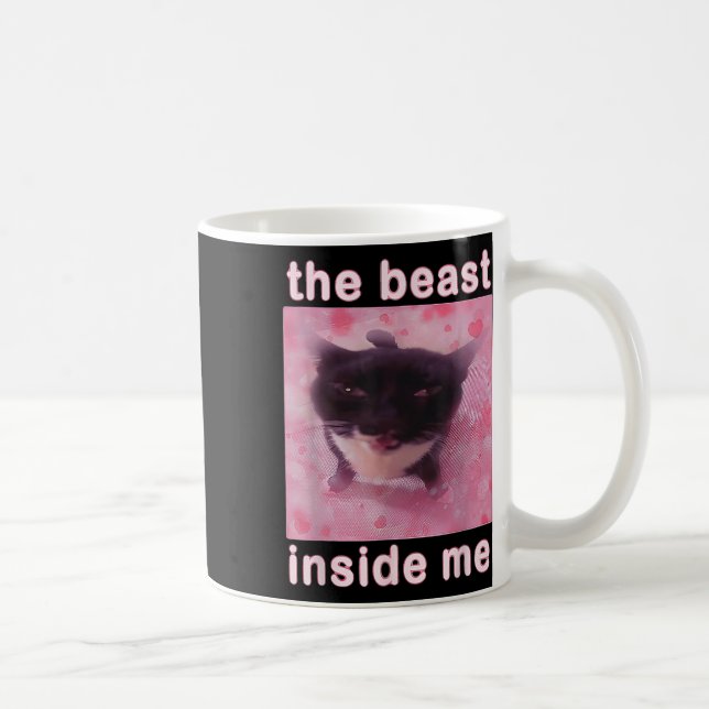 Beasten Inside Me Lynny Cat Meme Sarcastic Inapp Kaffemugg (Höger)