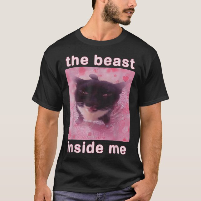 Beasten Inside Me Lynny Cat Meme Sarcastic Inapp T Shirt (Framsida)