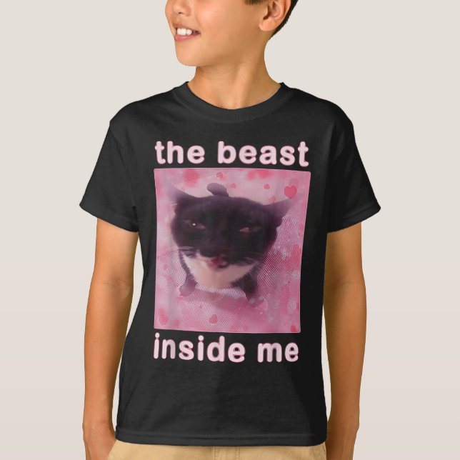 Beasten Inside Me Lynny Cat Meme Sarcastic Inapp T Shirt (Framsida)