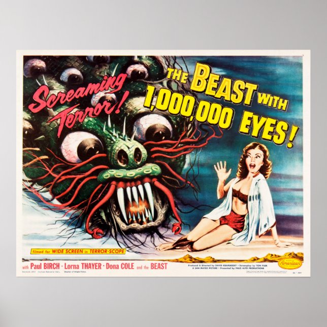 Beasten med en miljontals Ögon 1955-gammal film Po Poster (Framsidan)