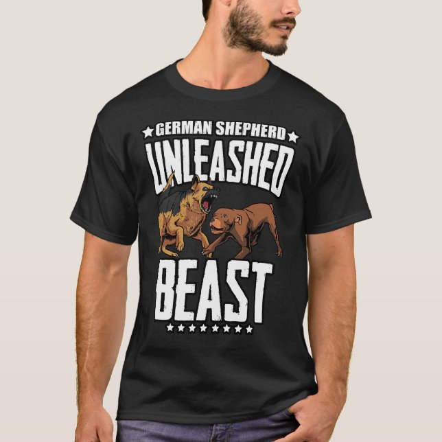 Beasten Unlezed German Shepherd Hunter T Shirt (Framsida)