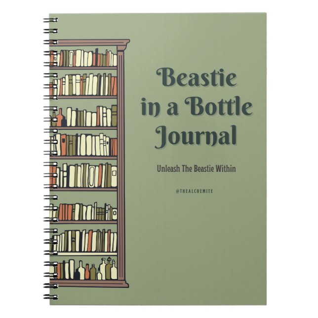 Beastie i Flaska Journal - Bookcase Design Anteckningsbok (Framsidan)