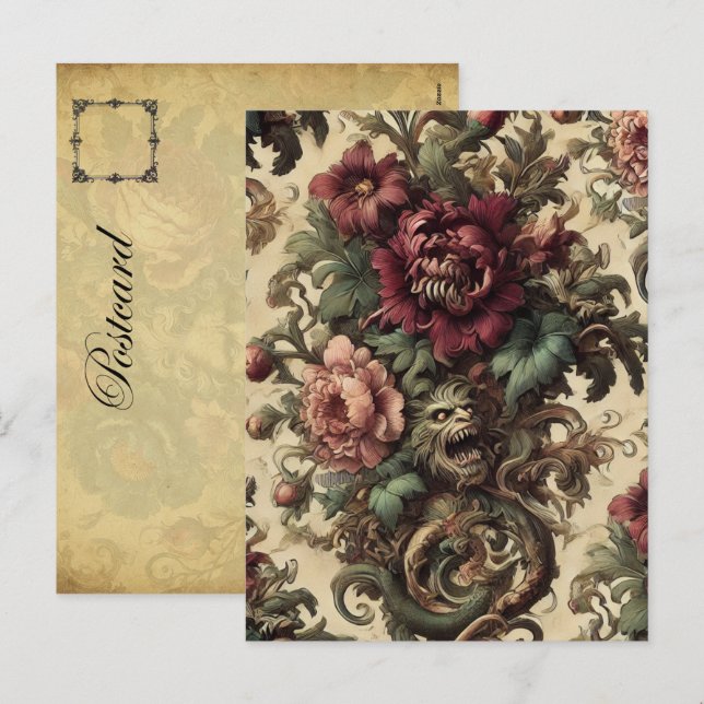 Beastly Bouquet - Gothic Victorian Helg Vykort (Fram/baksida)