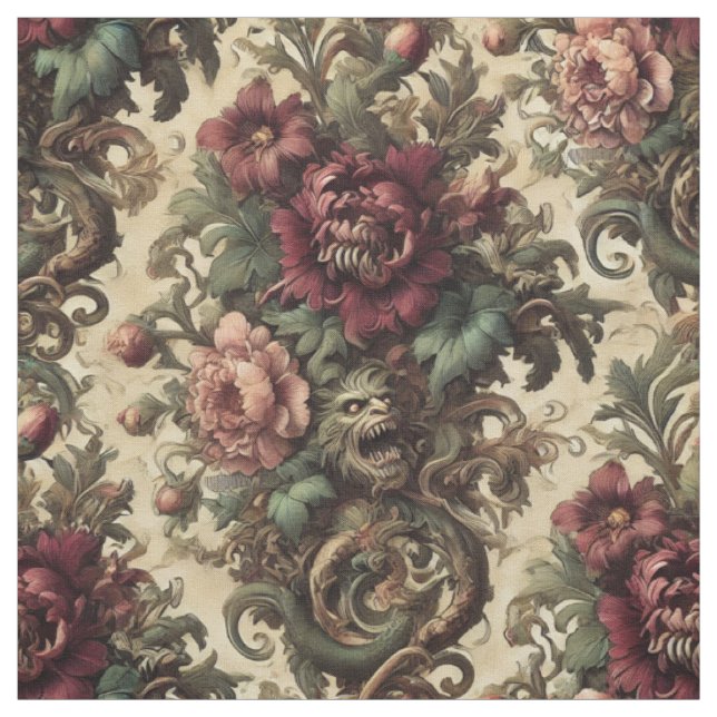 Beastly Bouquet - Gothic Victorian Påstående Tile Tyg (Provkarta)