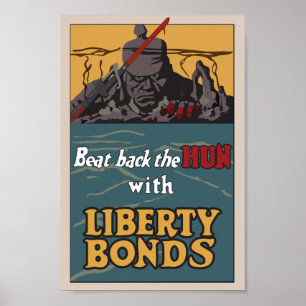 Beat bak Hun WW1 Propaganda Poster