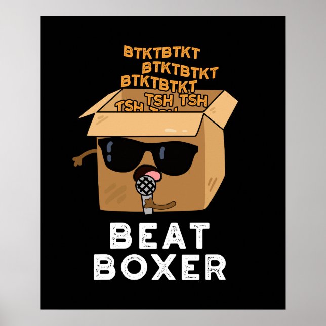 Beat Boxer Funny Beatboxer Box Pun Mörk BG Poster (Framsidan)