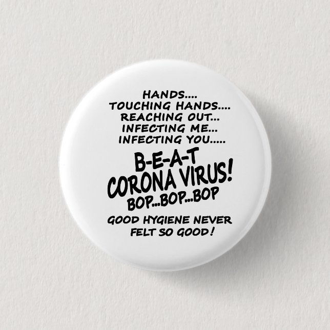 Beat Corona Virus Bra Hygiene Button Knapp (Framsida)