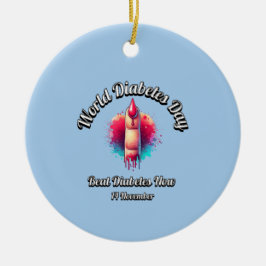 Beat Diabetes nu. Världsdiabetesdagen. Julgransprydnad Keramik