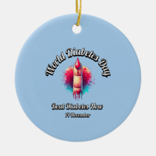 Beat Diabetes nu. Världsdiabetesdagen. Julgransprydnad Keramik