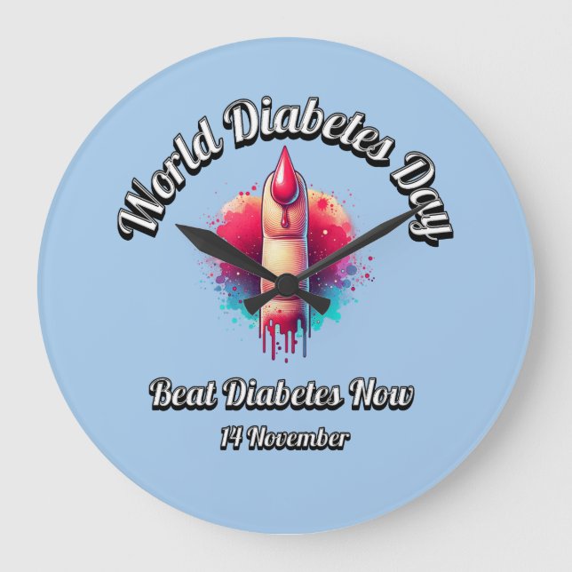 Beat Diabetes nu. Världsdiabetesdagen. Stor Klocka (Framsida)