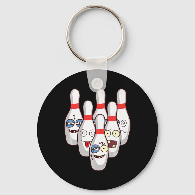 Beat Up Bowling Stift Cute Duckpins som spelar te  Nyckelring (Framsida)