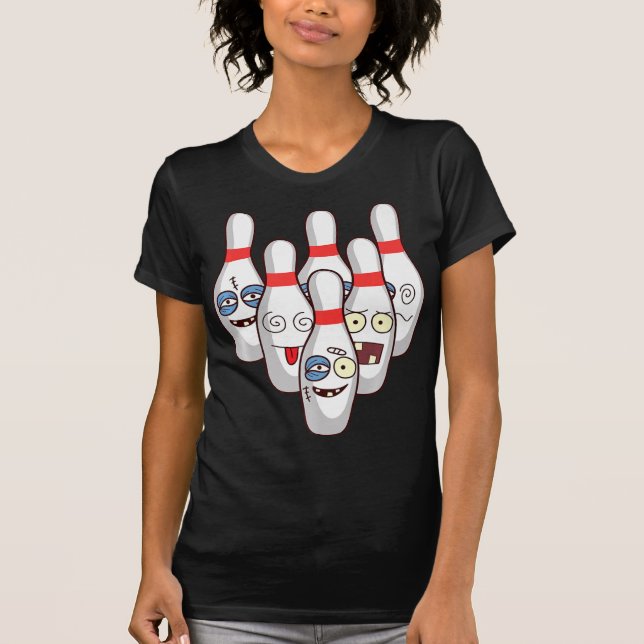 Beat Up Bowling Stift Cute Duckpins som spelar te  T Shirt (Framsida)