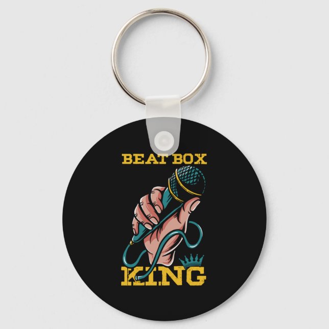 Beatbox Kung Microphone Rap Hiphop Beatboxer Gift Nyckelring (Framsida)
