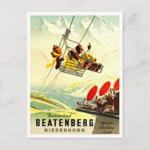Beatenberg Niederhorn, kopplar ihop skidar på Vykort