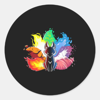 Beatiful elemental kitsune fox japan-sprit 33 runt klistermärke